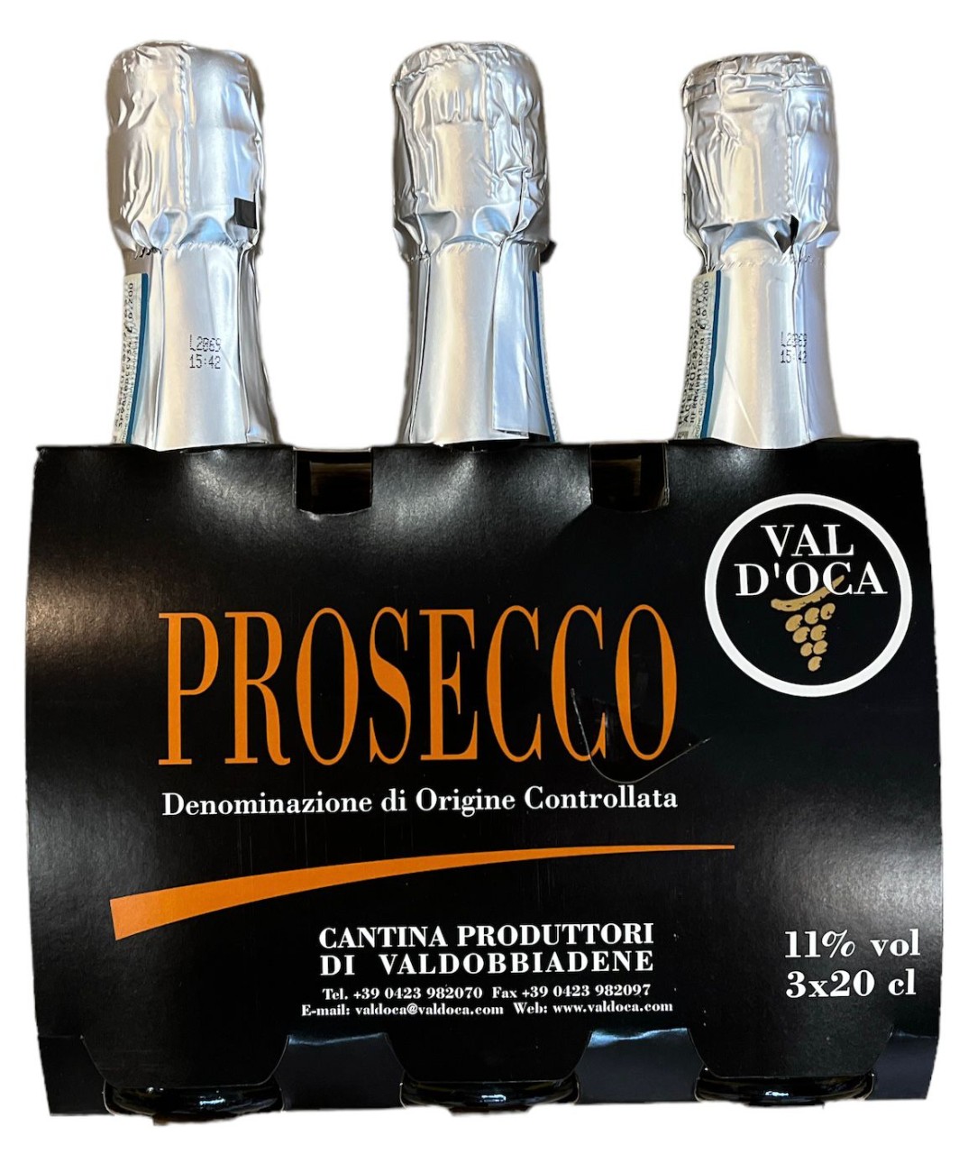 Val d`Oca Prosecco SPUMANTE 3 x 20 cl Extra Dry D.O.C