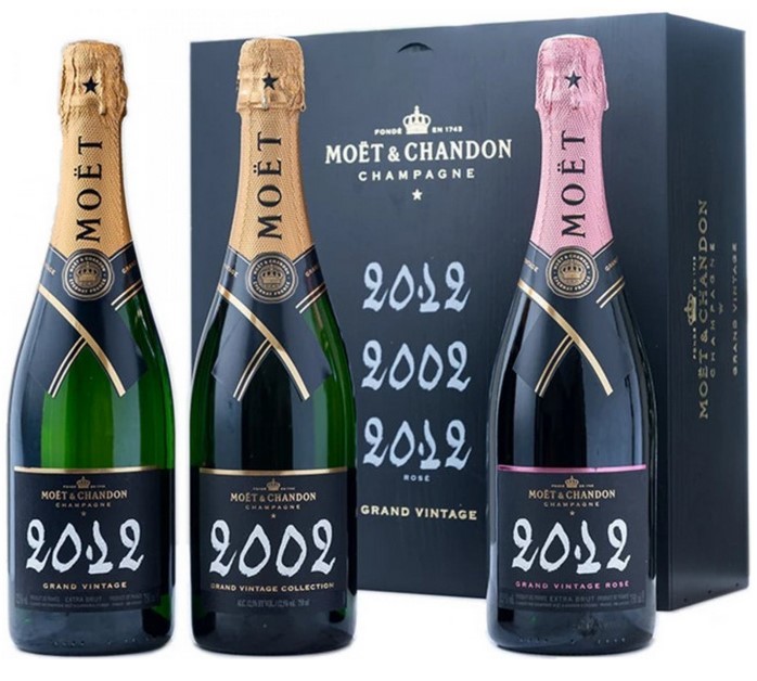 Moet Chandon Grand Vintage Collection 3 x 0,75 Liter (1x 2012, 1x 2002, 1x 2012 Rosé)