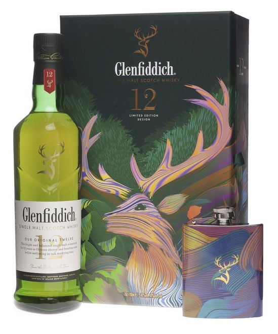 Glenfiddich 12 Jahre Geschenkset mit Flachmann 0,7 Liter 40 % Vol.